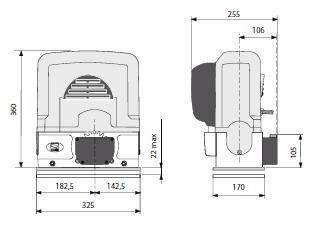 Габаритные размеры комплекта автоматики откатных ворот BK-1200