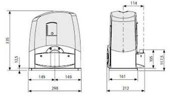 Габаритные размеры комплекта автоматики откатных ворот BX-243