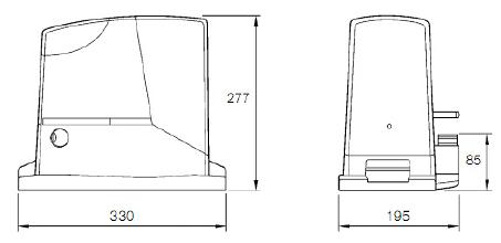 Габаритные размеры комплекта автоматизации для откатных ворот RD400KCE