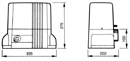 Габаритные размеры электропривода для откатных ворот TH1551