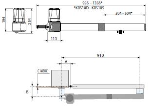 Габаритные размеры комплекта автоматики откатных ворот KRONO 310