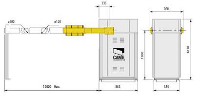 Габаритные размеры шлагбаума GARD 12000