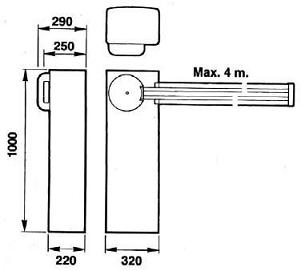 Габаритные размеры шлагбаума WIL 4